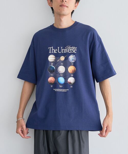 CRAFT STANDARD BOUTIQUE(クラフトスタンダードブティック)の「スペースアートグラフィックTシャツ(Tシャツ/カットソー・メンズ・チャコールグレー/ホワイト/ネイビー/ブラック・M/L)」の4枚目の写真