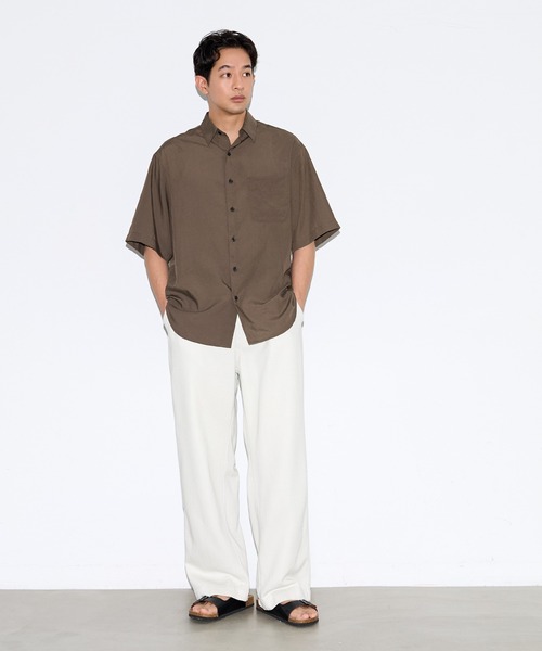coca(coca)(コカ)の「ポリエステルブロードリラックス半袖シャツ(シャツ/ブラウス・メンズ・イエロー/ネイビー/ブラウン/ライトグリーン・L/M/XL)」の15枚目の写真