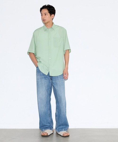 coca(coca)(コカ)の「ポリエステルブロードリラックス半袖シャツ(シャツ/ブラウス・メンズ・イエロー/ネイビー/ブラウン/ライトグリーン・L/M/XL)」の11枚目の写真