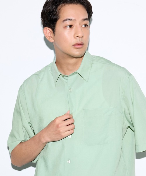 coca(coca)(コカ)の「ポリエステルブロードリラックス半袖シャツ(シャツ/ブラウス・メンズ・イエロー/ネイビー/ブラウン/ライトグリーン・L/M/XL)」の13枚目の写真
