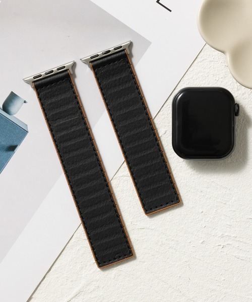 emonique(エモニーク)の「PUレザー アップルウォッチバンド Apple Watch バンド【38mm/40mm/41mm 対応】(デジタル腕時計・メンズ・グレー/ブラック/ホワイト/ブラウン・38)」の3枚目の写真