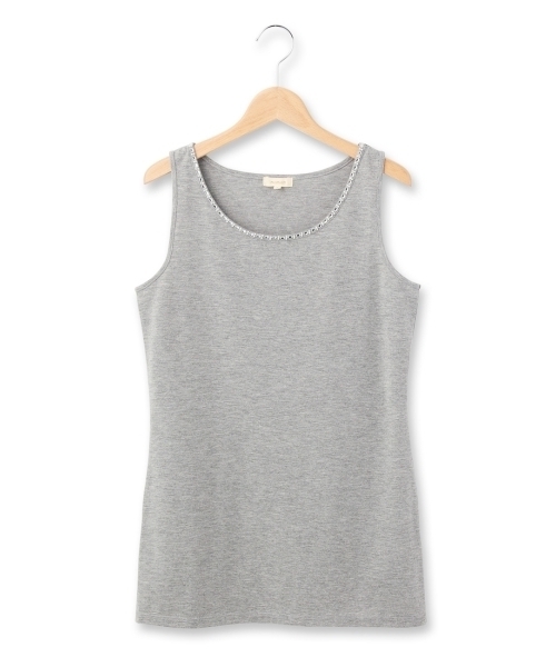 HusHusH(ハッシュアッシュ)の「ビジュー付きタンクトップ(タンクトップ・レディース・ホワイト/グレー/ブルー/ブルー系1・01/03/02)」の2枚目の写真