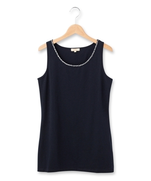 HusHusH(ハッシュアッシュ)の「ビジュー付きタンクトップ(タンクトップ・レディース・ホワイト/グレー/ブルー/ブルー系1・01/03/02)」の3枚目の写真
