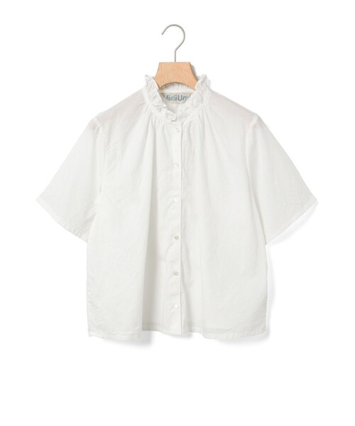MidiUmi(ミディウミ)の「MidiUmi シャンブレーフリルシャツ(シャツ/ブラウス・レディース・ライトブルー/ブルー系その他/ブルー/ネイビー/ブラック系その他/ホワイト系その他/オフホワイト・FREE)」の3枚目の写真