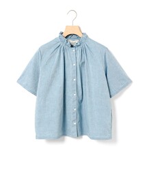 MidiUmi シャンブレーフリルシャツ