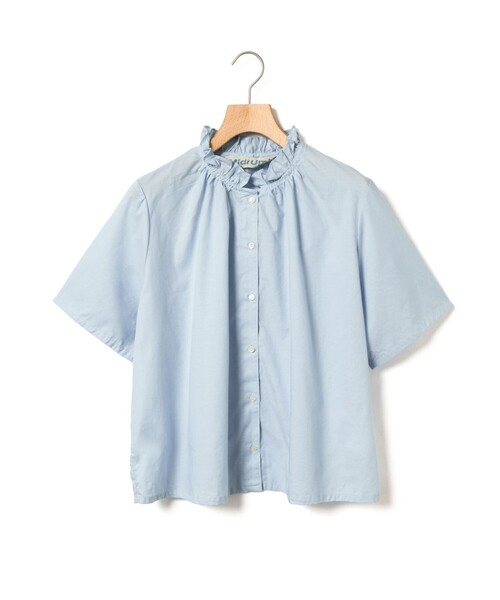 MidiUmi(ミディウミ)の「MidiUmi シャンブレーフリルシャツ(シャツ/ブラウス・レディース・ライトブルー/ブルー系その他/ブルー/ネイビー/ブラック系その他/ホワイト系その他/オフホワイト・FREE)」の1枚目の写真