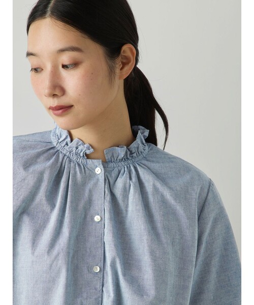 MidiUmi(ミディウミ)の「MidiUmi シャンブレーフリルシャツ(シャツ/ブラウス・レディース・ライトブルー/ブルー系その他/ブルー/ネイビー/ブラック系その他/ホワイト系その他/オフホワイト・FREE)」の20枚目の写真