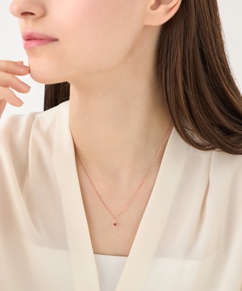 4℃(ヨンドシー)の「【7月誕生石】シルバー ルビー ネックレス 2本セット(ネックレス・レディース・ピンクゴールド・FREE)」の7枚目の写真