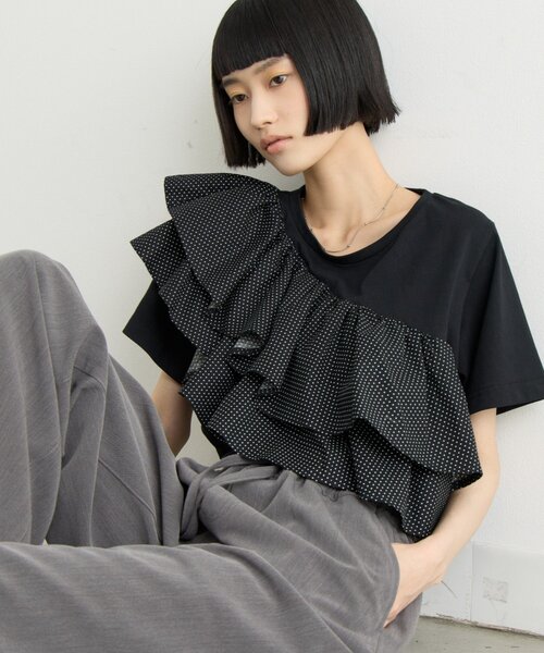 CIAOPANIC TYPY（チャオパニックティピー）の「ZOZO限定アシメフリルデザインカットソー（Tシャツ/カットソー・レディース・ホワイト/ブラック/ブラック系その他/ホワイト系その他・ONE SIZE）」の21枚目の写真