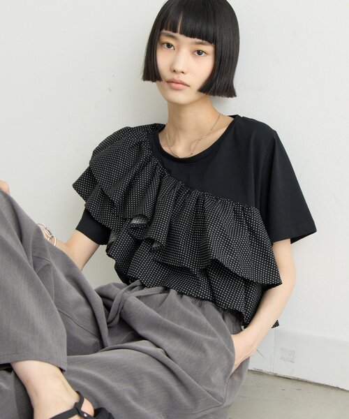 CIAOPANIC TYPY（チャオパニックティピー）の「ZOZO限定アシメフリルデザインカットソー（Tシャツ/カットソー・レディース・ホワイト/ブラック/ブラック系その他/ホワイト系その他・ONE SIZE）」の20枚目の写真