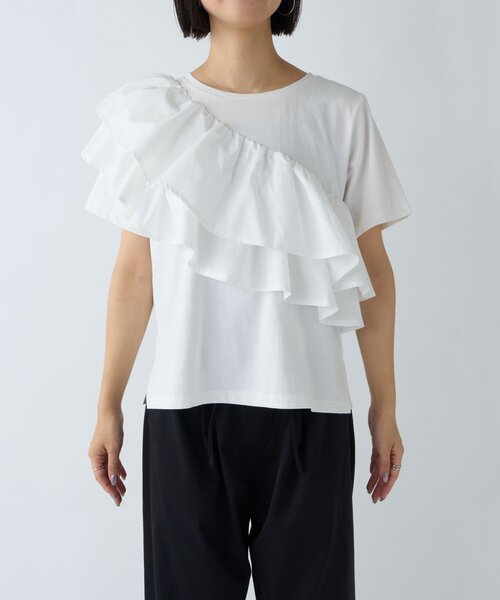 CIAOPANIC TYPY（チャオパニックティピー）の「ZOZO限定アシメフリルデザインカットソー（Tシャツ/カットソー・レディース・ホワイト/ブラック/ブラック系その他/ホワイト系その他・ONE SIZE）」の14枚目の写真