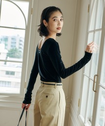 anuans | シアーカットベロアバックオープントップス(Tシャツ/カットソー)