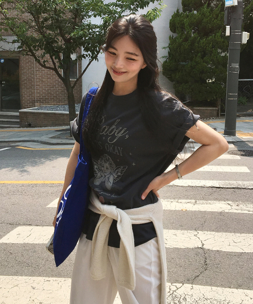 FRIVER07（フリバー07）の「Cupid angel t-shirt [FRSP09TS07]_Charcoal（Tシャツ/カットソー・レディース・チャコール・FREE）」の2枚目の写真