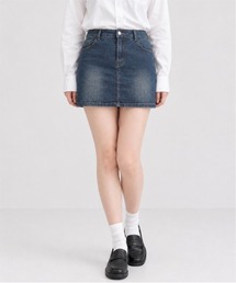 ハイウエスト ストレッチデニムミニスカート