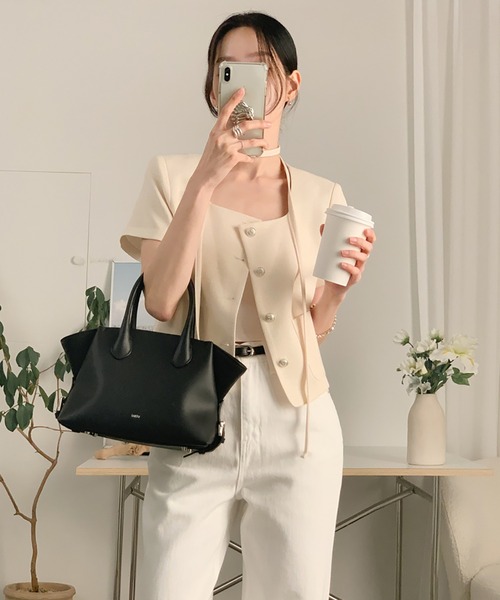 Girly Doll(ガーリードール)の「スクエアネック半袖サマージャケット チョーカータイ付き(その他アウター・レディース・ブルー/ネイビー/ベージュ・FREE)」の8枚目の写真