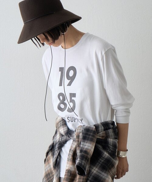 Whim Gazette（ウィムガゼット）の「1985ロンTEE（Tシャツ/カットソー・レディース・ブラウン/オフホワイト・FREE）」の4枚目の写真