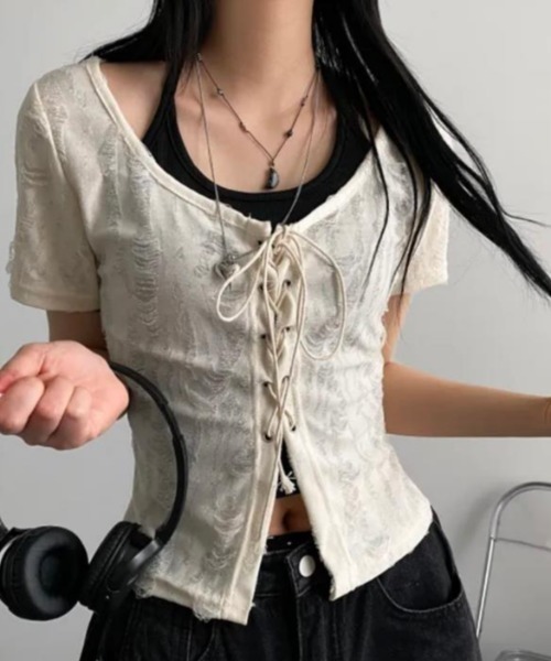 semplice（センプリチェ）の「ブラウス【韓国ファッション】（シャツ/ブラウス・レディース・ベージュ/グレー・F）」の9枚目の写真