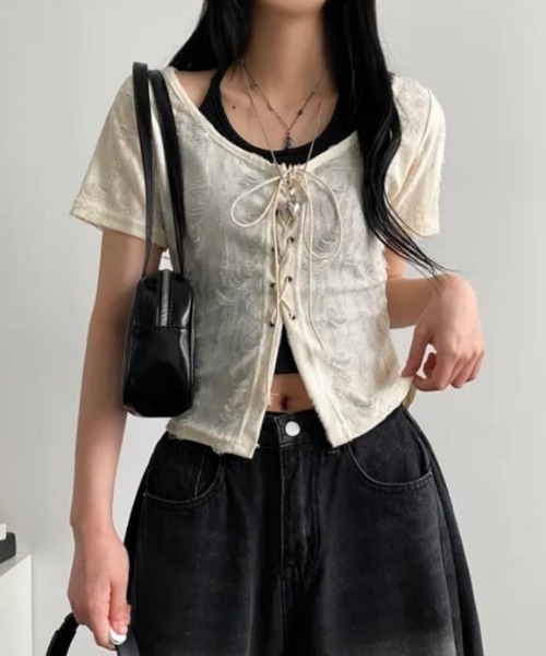 semplice（センプリチェ）の「ブラウス【韓国ファッション】（シャツ/ブラウス・レディース・ベージュ/グレー・F）」の10枚目の写真