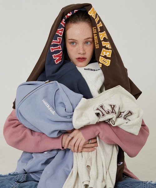 MILKFED.(ミルクフェド)の「MILKFED×CHAMPION SWEAT ZIP HOODIE(パーカー・レディース・オートミール/ブラウン/ブラック/ライトブルー/ライトピンク・S/M)」の14枚目の写真