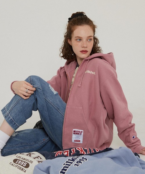 MILKFED.(ミルクフェド)の「MILKFED×CHAMPION SWEAT ZIP HOODIE(パーカー・レディース・オートミール/ブラウン/ブラック/ライトブルー/ライトピンク・S/M)」の21枚目の写真
