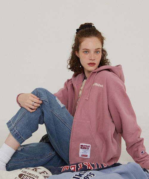 MILKFED.(ミルクフェド)の「MILKFED×CHAMPION SWEAT ZIP HOODIE(パーカー・レディース・オートミール/ブラウン/ブラック/ライトブルー/ライトピンク・S/M)」の22枚目の写真