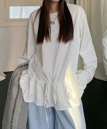 ギャザーウエストドロストロンT　ティアード　長袖　レイヤード