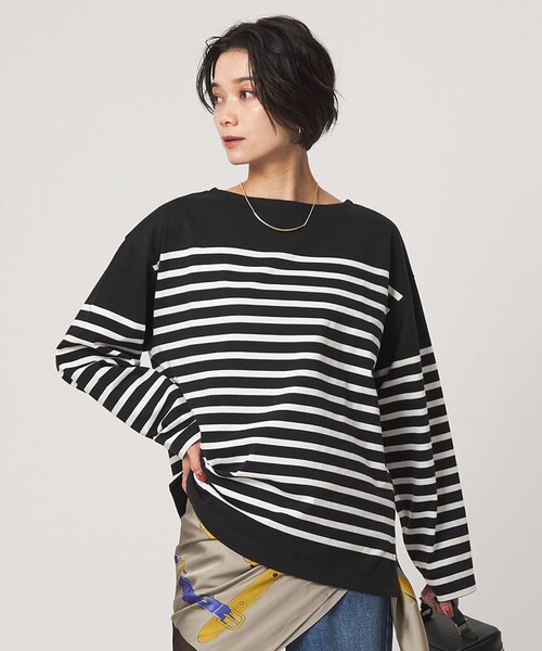 green label relaxing（グリーンレーベルリラクシング）の「バスクボーダー ロングスリーブ プルオーバー カットソー（Tシャツ/カットソー・レディース・ブラウン/ブラック/ホワイト/ワインレッド・FREE）」の2枚目の写真