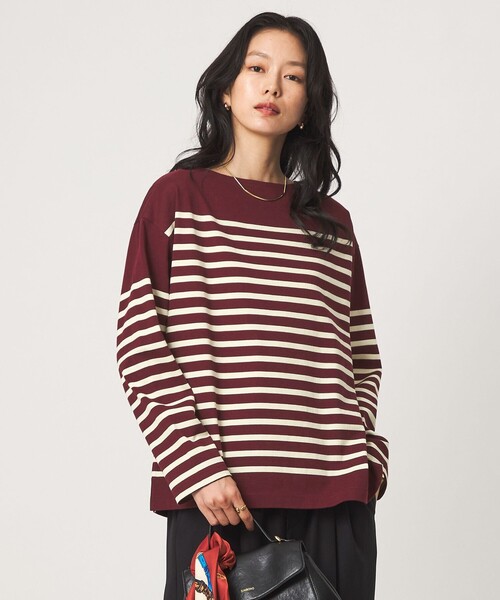 green label relaxing（グリーンレーベルリラクシング）の「バスクボーダー ロングスリーブ プルオーバー カットソー（Tシャツ/カットソー・レディース・ブラウン/ブラック/ホワイト/ワインレッド・FREE）」の4枚目の写真
