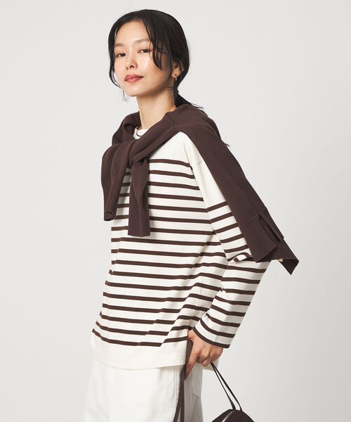 green label relaxing（グリーンレーベルリラクシング）の「バスクボーダー ロングスリーブ プルオーバー カットソー（Tシャツ/カットソー・レディース・ブラウン/ブラック/ホワイト/ワインレッド・FREE）」の5枚目の写真