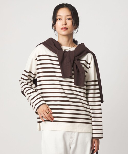 green label relaxing（グリーンレーベルリラクシング）の「バスクボーダー ロングスリーブ プルオーバー カットソー（Tシャツ/カットソー・レディース・ブラウン/ブラック/ホワイト/ワインレッド・FREE）」の6枚目の写真