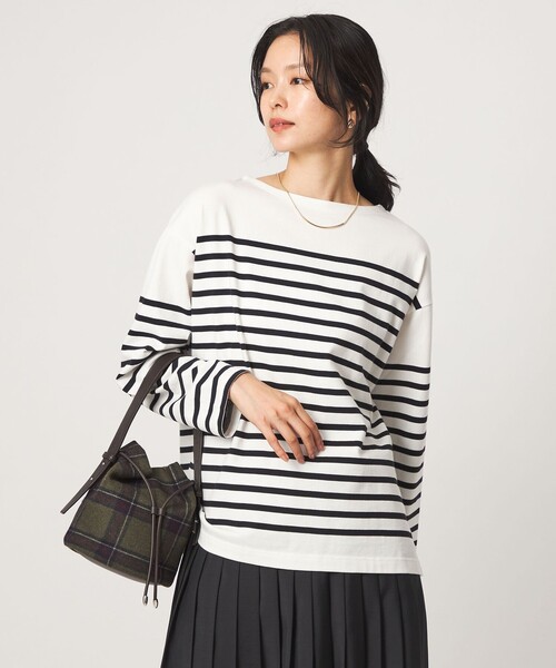 green label relaxing（グリーンレーベルリラクシング）の「バスクボーダー ロングスリーブ プルオーバー カットソー（Tシャツ/カットソー・レディース・ブラウン/ブラック/ホワイト/ワインレッド・FREE）」の9枚目の写真