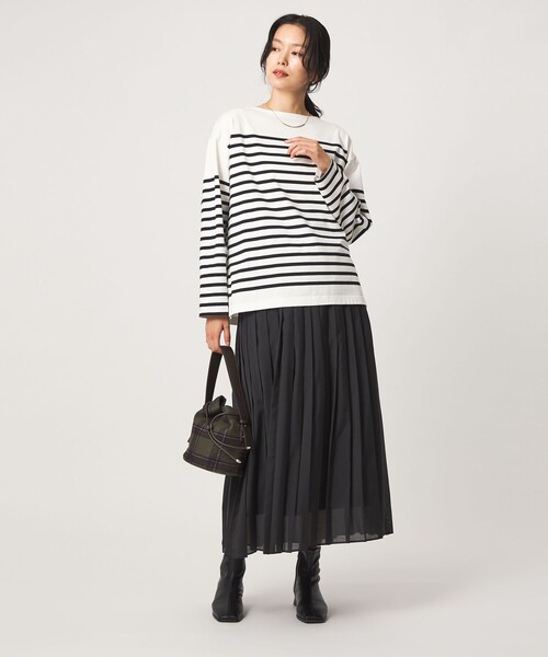green label relaxing（グリーンレーベルリラクシング）の「バスクボーダー ロングスリーブ プルオーバー カットソー（Tシャツ/カットソー・レディース・ブラウン/ブラック/ホワイト/ワインレッド・FREE）」の10枚目の写真