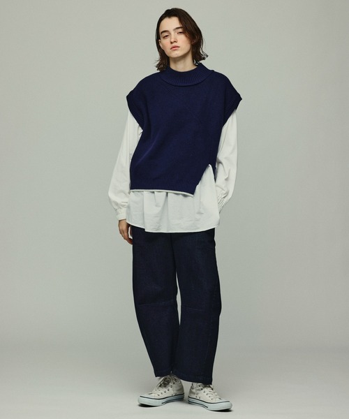 Kelen(ケレン)の「「KELEN / ケレン」バイカラースリットニットベスト(ニット/セーター・レディース・ブラウン/ネイビー/チャコールグレー・FREE)」の8枚目の写真