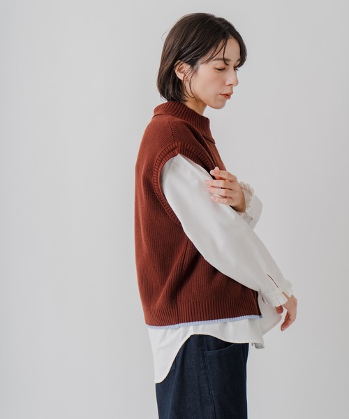 Kelen(ケレン)の「「KELEN / ケレン」バイカラースリットニットベスト(ニット/セーター・レディース・ブラウン/ネイビー/チャコールグレー・FREE)」の12枚目の写真