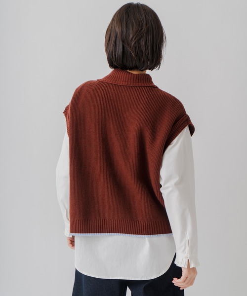 Kelen(ケレン)の「「KELEN / ケレン」バイカラースリットニットベスト(ニット/セーター・レディース・ブラウン/ネイビー/チャコールグレー・FREE)」の14枚目の写真