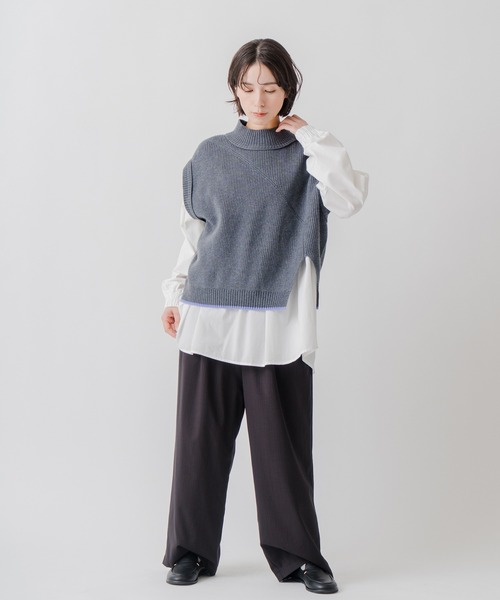 Kelen(ケレン)の「「KELEN / ケレン」バイカラースリットニットベスト(ニット/セーター・レディース・ブラウン/ネイビー/チャコールグレー・FREE)」の15枚目の写真