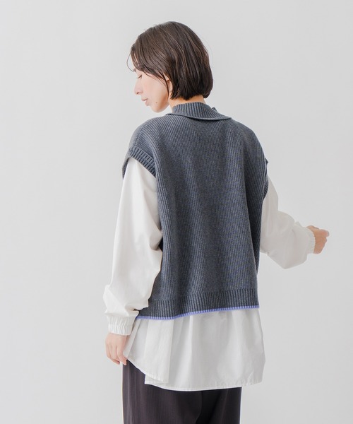 Kelen(ケレン)の「「KELEN / ケレン」バイカラースリットニットベスト(ニット/セーター・レディース・ブラウン/ネイビー/チャコールグレー・FREE)」の20枚目の写真