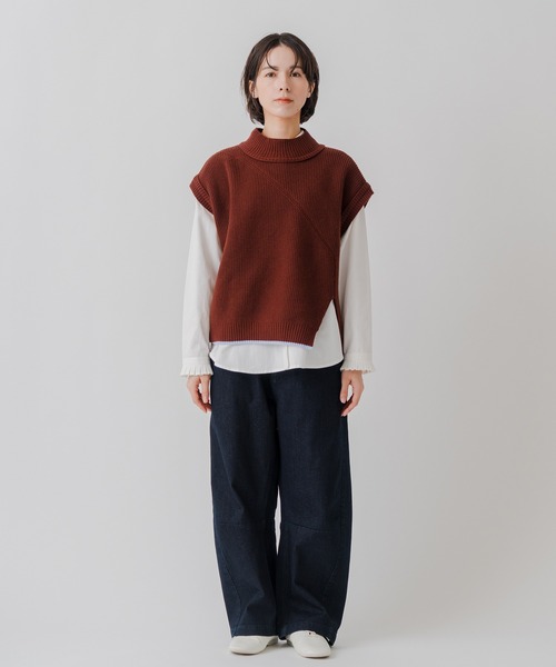 Kelen(ケレン)の「「KELEN / ケレン」バイカラースリットニットベスト(ニット/セーター・レディース・ブラウン/ネイビー/チャコールグレー・FREE)」の21枚目の写真