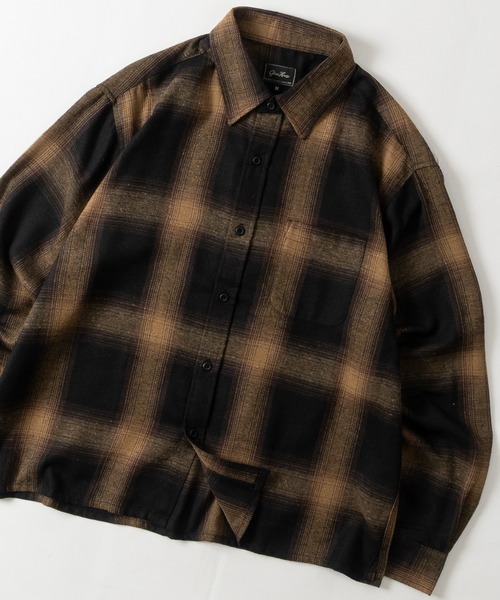 GLOVE HOUSE（グローブハウス）の「【a】TCオンブレ ネルチェック クロップド スクエアシャツ ショート丈/ユニセックス/メンズ/レディース（シャツ/ブラウス・メンズ・ベージュ系1/グリーン/サックスブルー/ブラック系1/ダークグリーン/ホワイト/ブラウン系1/ブラック系2/ベージュ系2/ブラウン系2・MEDIUM/LARGE）」の4枚目の写真