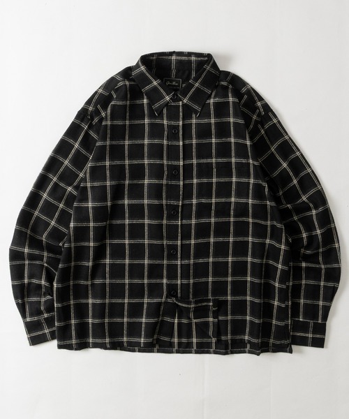 GLOVE HOUSE（グローブハウス）の「【a】TCオンブレ ネルチェック クロップド スクエアシャツ ショート丈/ユニセックス/メンズ/レディース（シャツ/ブラウス・メンズ・ベージュ系1/グリーン/サックスブルー/ブラック系1/ダークグリーン/ホワイト/ブラウン系1/ブラック系2/ベージュ系2/ブラウン系2・MEDIUM/LARGE）」の22枚目の写真