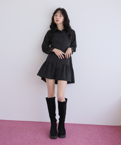 VIVIAN（ヴィヴィアン）の「厚底チャンキーヒールストレッチロングブーツ（ブーツ・レディース・ブラック系その他3/ブラック系その他2・S/L/M）」の15枚目の写真