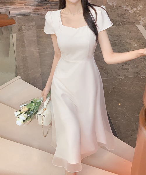 Girly Doll(ガーリードール)の「スクエアネックダブルスカートワンピース(ワンピース・レディース・ブラック/ホワイト・L/M)」の5枚目の写真