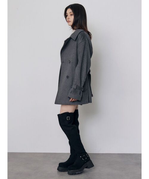 MURUA(ムルーア)の「トレンチミドルウール混コート 冬服(ピーコート・レディース・ブラック/グレー・1/2)」の16枚目の写真