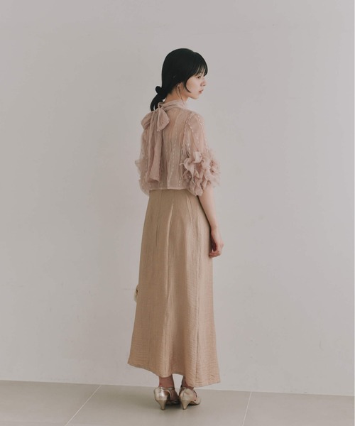 kaene(カエン)の「ボウタイ3wayレイヤードドレス【結婚式 二次会 同窓会 成人式 パーティードレス】(ドレス・レディース・ブラック/ベージュ・S/M)」の4枚目の写真