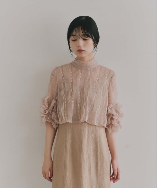 kaene(カエン)の「ボウタイ3wayレイヤードドレス【結婚式 二次会 同窓会 成人式 パーティードレス】(ドレス・レディース・ブラック/ベージュ・S/M)」の5枚目の写真