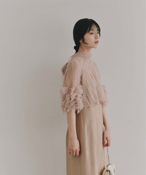 kaene(カエン)の「ボウタイ3wayレイヤードドレス【結婚式 二次会 同窓会 成人式 パーティードレス】(ドレス・レディース・ブラック/ベージュ・S/M)」の6枚目の写真