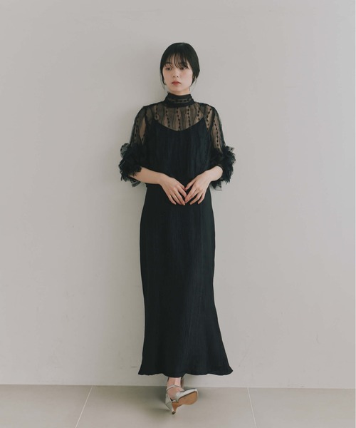 kaene(カエン)の「ボウタイ3wayレイヤードドレス【結婚式 二次会 同窓会 成人式 パーティードレス】(ドレス・レディース・ブラック/ベージュ・S/M)」の10枚目の写真