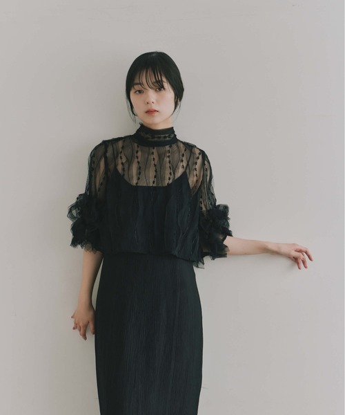 kaene(カエン)の「ボウタイ3wayレイヤードドレス【結婚式 二次会 同窓会 成人式 パーティードレス】(ドレス・レディース・ブラック/ベージュ・S/M)」の13枚目の写真