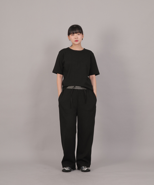 SAINTCREW(セントクルー)の「ソフトエッセンシャル起毛ワイドパンツ SEK-388 グレー/ブラック(スウェットパンツ・レディース・その他・FREE)」の2枚目の写真