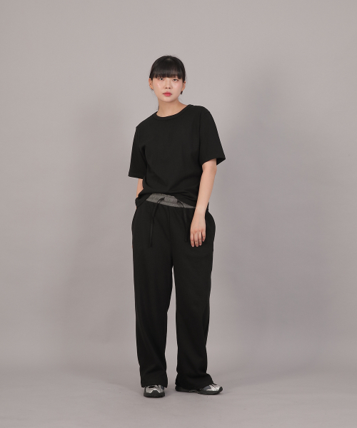 SAINTCREW(セントクルー)の「ソフトエッセンシャル起毛ワイドパンツ SEK-388 グレー/ブラック(スウェットパンツ・レディース・その他・FREE)」の4枚目の写真